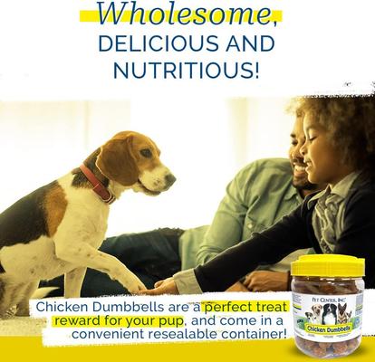Show full view: Pet Center Chicken Dumbbells Rawhide Dog Treats, 1-lb jar slide 4 of 7