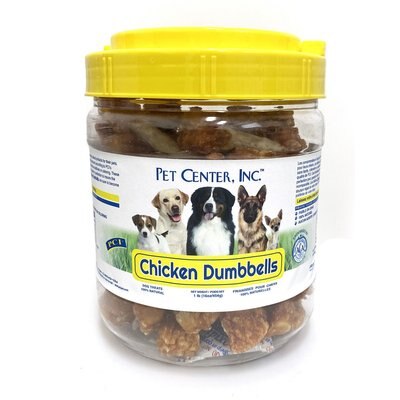 Pet Center Pet Center Chicken Dumbbells Rawhide Dog Treats, 1-lb jar