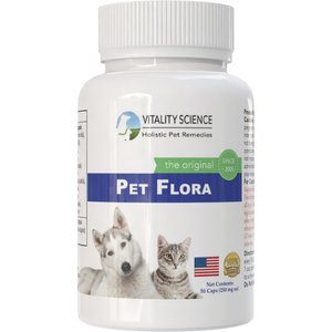 Vitality Science Pet Flora Probiotic Supplement for Dogs & Cats, 50 Capsules