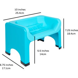 Fluff Trough Binge Blocker Elevated Dog & Cat Slow Feeder, Teal