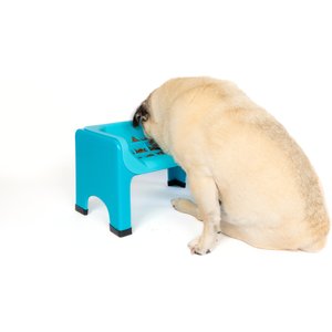 Fluff Trough Binge Blocker Elevated Dog & Cat Slow Feeder, Teal