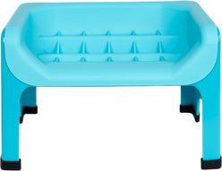 Fluff Trough Binge Blocker Elevated Dog & Cat Slow Feeder, Teal