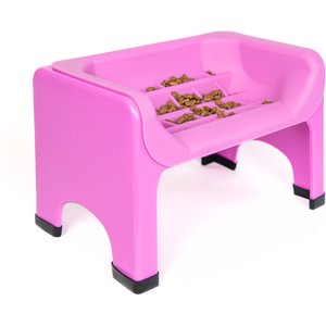 Fluff Trough Binge Blocker Elevated Dog & Cat Slow Feeder, Purple