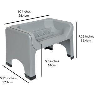 Fluff Trough Binge Blocker Elevated Dog & Cat Slow Feeder, Gray