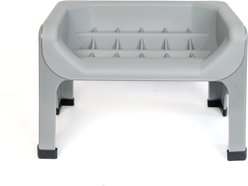 Fluff Trough Binge Blocker Elevated Dog & Cat Slow Feeder, Gray