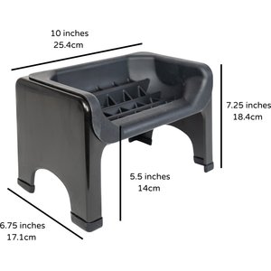 Fluff Trough Binge Blocker Elevated Dog & Cat Slow Feeder, Black