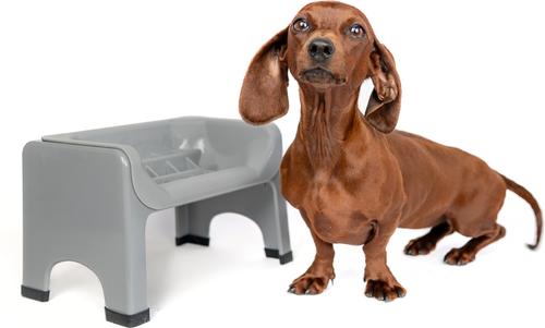 Show full view: Fluff Trough Binge Blocker Elevated Dog & Cat Slow Feeder, Gray slide 3 of 7