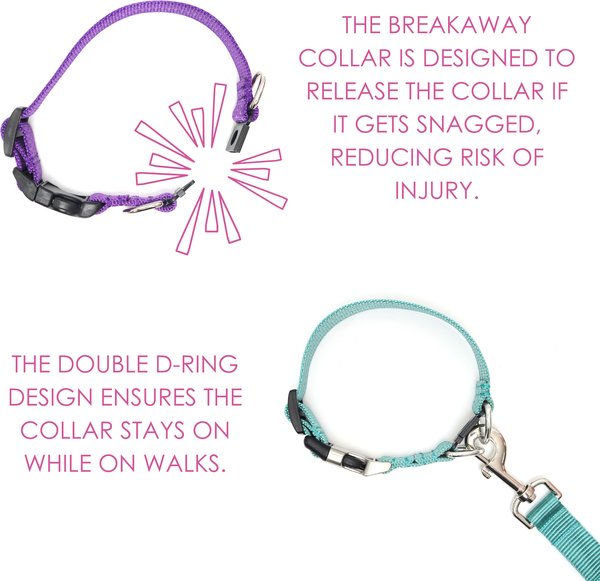 Show full view: Mimi Green Breakaway Personalized Nylon Dog Collar with Black Plastic Buckle, Peacock Blue, X-Large: 22 to 26-in neck, 1-in wide slide 3 of 4