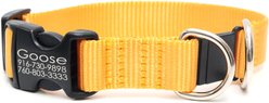 Mimi Green Breakaway Personalized Nylon Dog Collar with Black Plastic Buckle, Yellow, Large: 18 to 22-in neck, 1-in wide