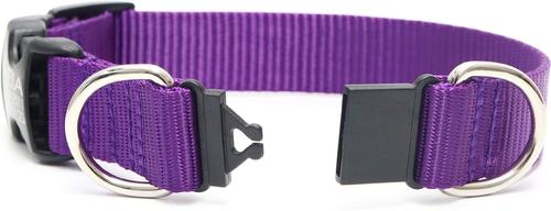 Show full view: Mimi Green Breakaway Personalized Nylon Dog Collar with Black Plastic Buckle, Purple, Large: 18 to 22-in neck, 1-in wide slide 2 of 5