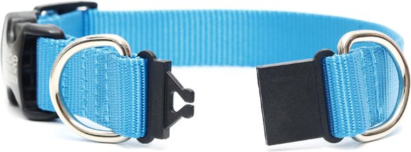 Show full view: Mimi Green Breakaway Personalized Nylon Dog Collar with Black Plastic Buckle, Peacock Blue, X-Large: 22 to 26-in neck, 1-in wide slide 2 of 4