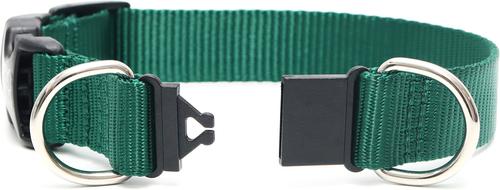 Show full view: Mimi Green Breakaway Personalized Nylon Dog Collar with Black Plastic Buckle, Forest Green, Large: 18 to 22-in neck, 1-in wide slide 3 of 6