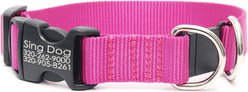 Mimi Green Breakaway Personalized Nylon Dog Collar with Black Plastic Buckle, Raspberry, Large: 18 to 22-in neck, 1-in wide