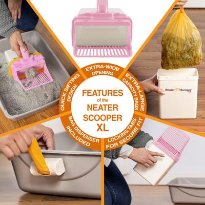 Show full view: Neater Pets Neater Scooper XL Direct-to-Bag Cat Litter Scoop, 6 x 3 x 11-in, Pink slide 6 of 10