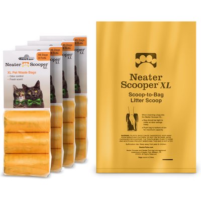 Neater Pets Neater Pets Neater Scooper XL Extra Capacity Cat Litter Waste Bag, Orange, 14 x 9.5-in, 180 count