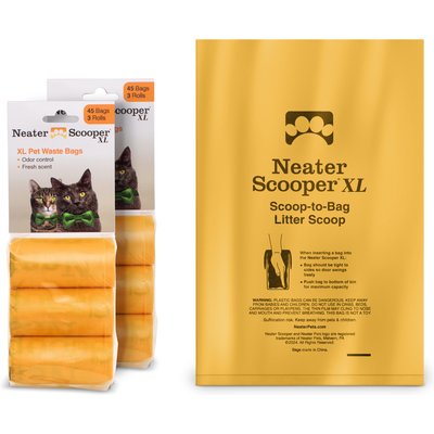 Neater Pets Neater Pets Neater Scooper XL Extra Capacity Cat Litter Waste Bag, Orange, 14 x 9.5-in, 90 count