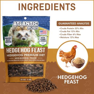 Show full view: Atlantic Rush Hedgehog Feast Premium Diet Hedgehog Food, 32-oz bag slide 6 of 9