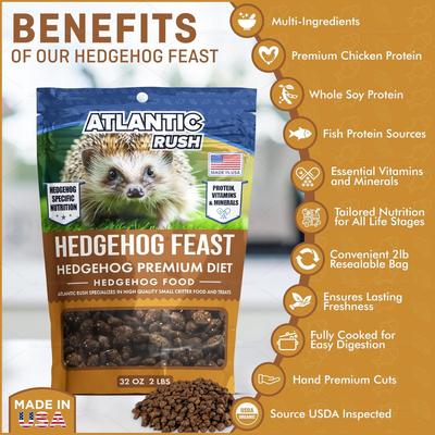 Show full view: Atlantic Rush Hedgehog Feast Premium Diet Hedgehog Food, 32-oz bag slide 3 of 9