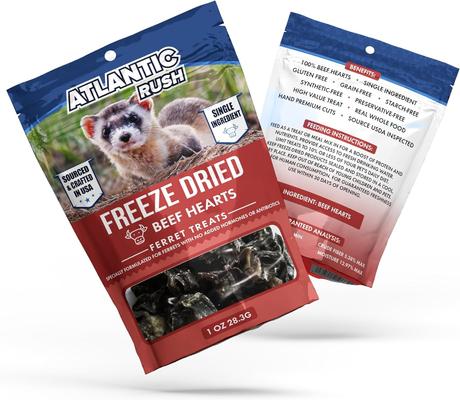 Show full view: Atlantic Rush Freeze-Dried Beef Heart Small Animal Treats, 1-oz bag slide 7 of 9