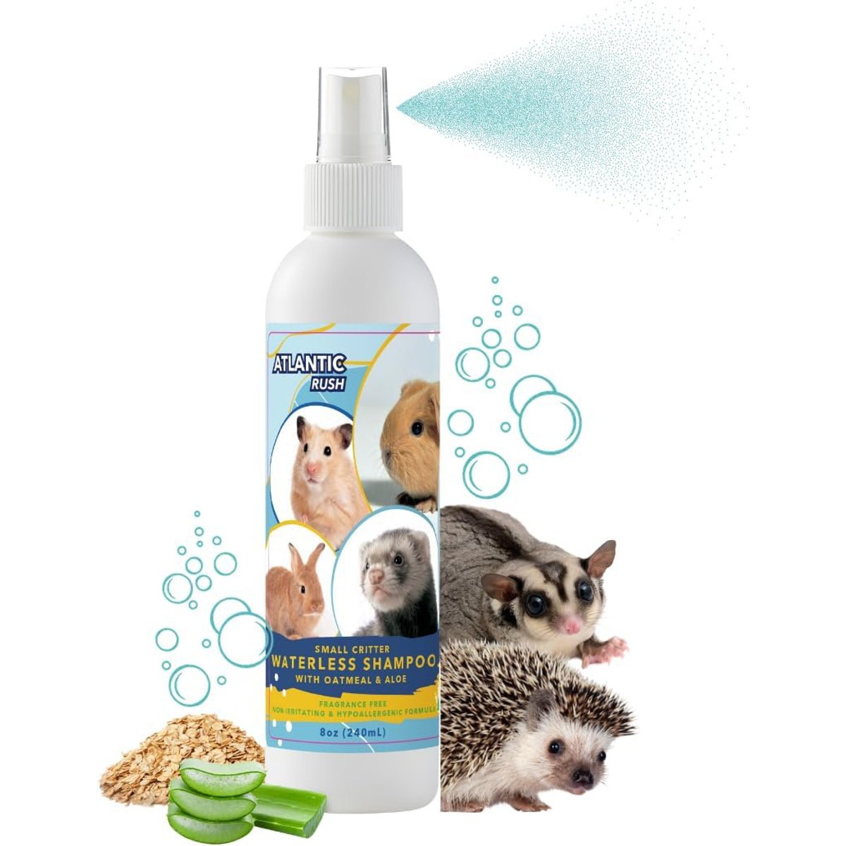 Atlantic Rush Waterless Critter Shampoo Small Pet Shampoo, 8-fl oz bottle