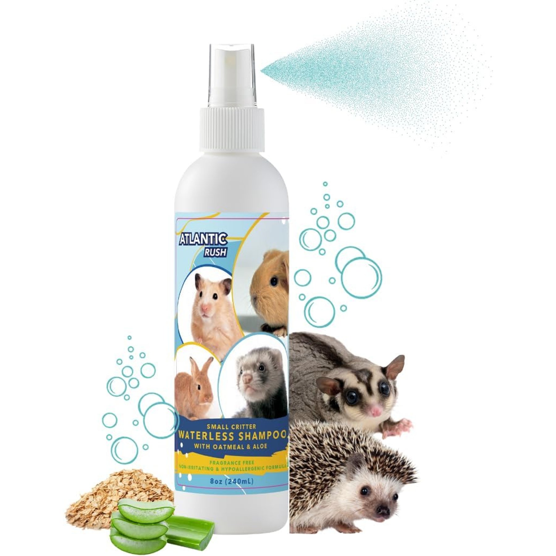 Atlantic Rush Waterless Critter Shampoo Small Pet Shampoo, 8-fl oz bottle