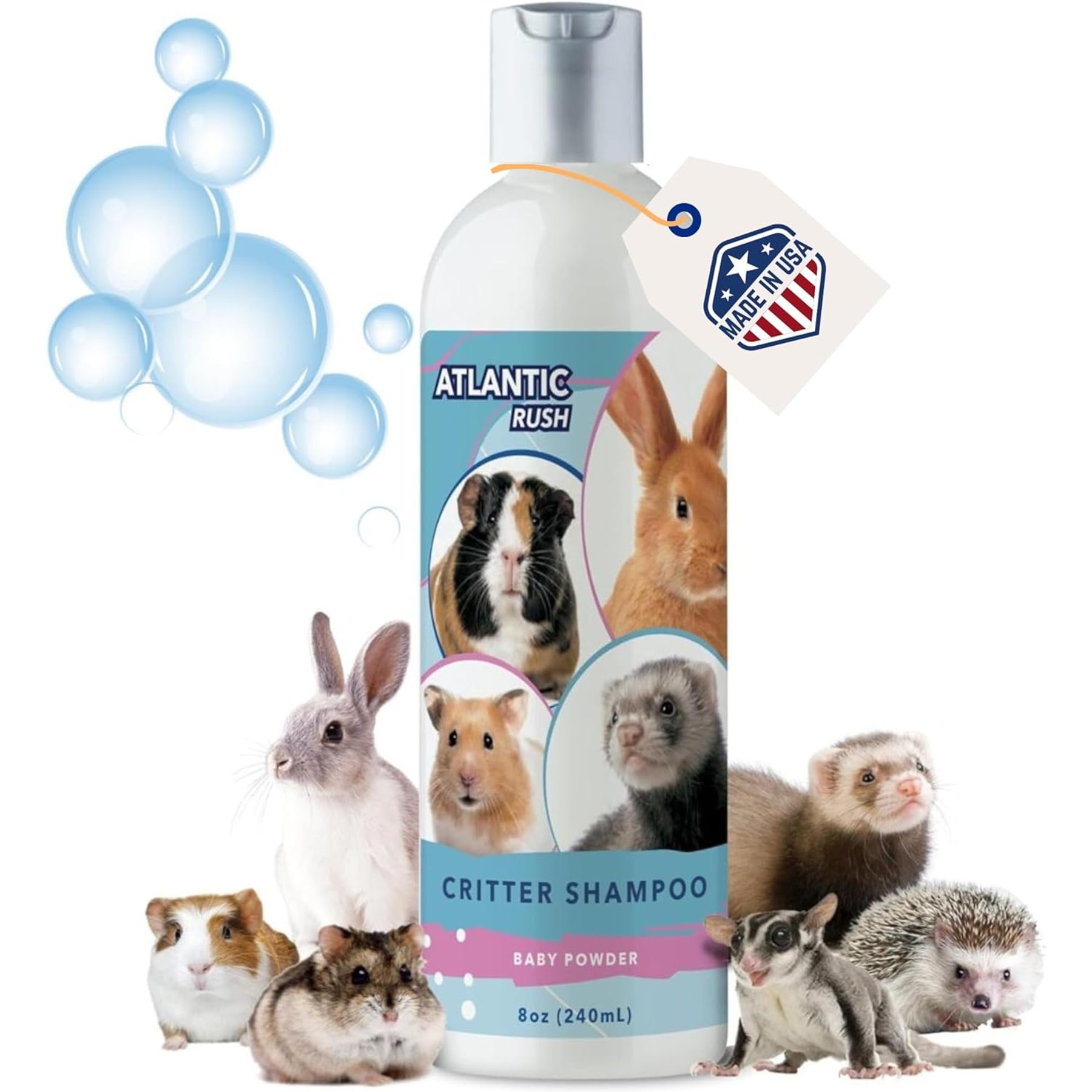 Atlantic Rush Critter Shampoo Baby Powder Small Pet Shampoo, 8-fl oz bottle