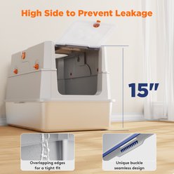 JOEJOY Enclosed Stainless Steel Cat Litter Box with Scoop, 22.83-in, Silver Gray slide 2 of 8