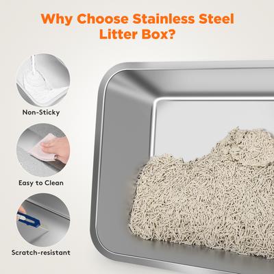 Show full view: JOEJOY Enclosed Stainless Steel Cat Litter Box with Scoop, 22.83-in, Dark Gray slide 7 of 9