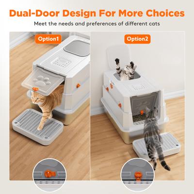 Show full view: JOEJOY Enclosed Stainless Steel Cat Litter Box with Scoop, 22.83-in, Silver Gray slide 5 of 10