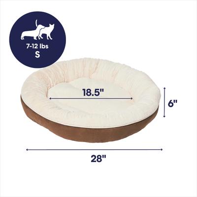 Show full view: Frisco Faux Suede Donut Cuddler Cat & Dog Bed, Brown, Small slide 2 of 10