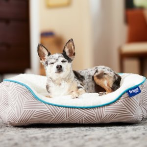 Frisco Sherpa Bolster Cat & Dog Bed, Light Gray Basketweave, X-Small