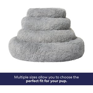Frisco Long Faux Fur Donut Cat & Dog Bed, Smoky Gray, Medium