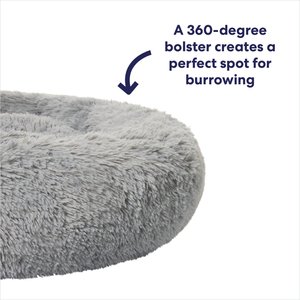 Frisco Long Faux Fur Donut Cat & Dog Bed, Smoky Gray, Medium