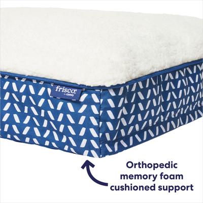 Show full view: Frisco Orthopedic Pillow Cat & Dog Bed with Removable Cover, Navy Herringbone, Large slide 5 of 9