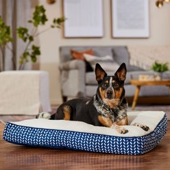 Frisco Orthopedic Pillow Cat & Dog Bed with Removable Cover, Navy Herringbone, Large