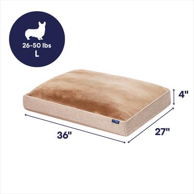 Show full view: Frisco Orthopedic Pillow Cat & Dog Bed with Removable Cover, Beige, Large slide 2 of 9