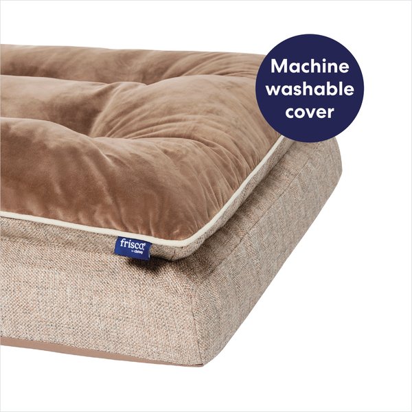 Show full view: Frisco Plush Orthopedic Pillowtop Dog Bed w/Removable Cover, Beige, XX-Large slide 5 of 9