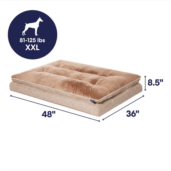 Show full view: Frisco Plush Orthopedic Pillowtop Dog Bed w/Removable Cover, Beige, XX-Large slide 2 of 9