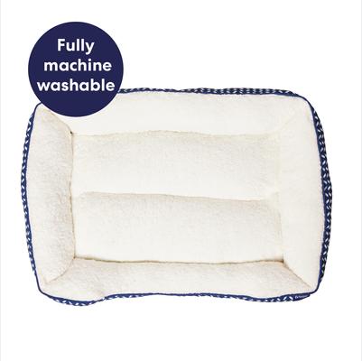 Show full view: Frisco Sherpa Bolster Cat & Dog Bed, Navy Herringbone, Large slide 6 of 9
