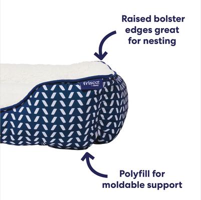 Show full view: Frisco Sherpa Bolster Cat & Dog Bed, Navy Herringbone, Large slide 5 of 9