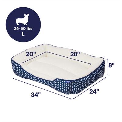 Show full view: Frisco Sherpa Bolster Cat & Dog Bed, Navy Herringbone, Large slide 3 of 9