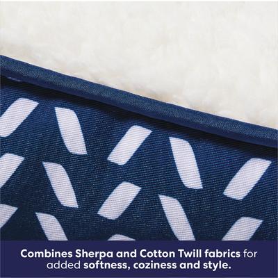 Show full view: Frisco Sherpa Bolster Cat & Dog Bed, Navy Herringbone, Large slide 4 of 9
