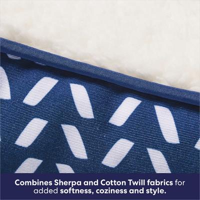 Show full view: Frisco Sherpa Bolster Cat & Dog Bed, Navy Herringbone, Small slide 5 of 10
