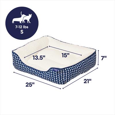 Show full view: Frisco Sherpa Bolster Cat & Dog Bed, Navy Herringbone, Small slide 3 of 10