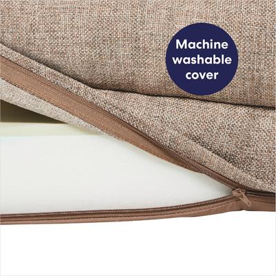 Show full view: Frisco Plush Orthopedic Front Bolster Cat & Dog Bed w/Removable Cover, Beige, Large slide 5 of 9