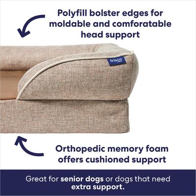 Show full view: Frisco Plush Orthopedic Front Bolster Cat & Dog Bed w/Removable Cover, Beige, Large slide 4 of 9
