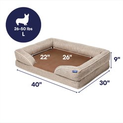 Frisco Plush Orthopedic Front Bolster Cat & Dog Bed w/Removable Cover, Beige, Large slide 2 of 8