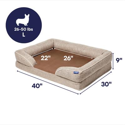Show full view: Frisco Plush Orthopedic Front Bolster Cat & Dog Bed w/Removable Cover, Beige, Large slide 2 of 9