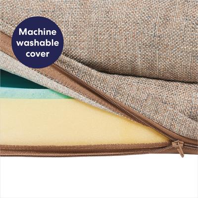 Show full view: Frisco Plush Orthopedic Front Bolster Cat & Dog Bed w/Removable Cover, Beige, Medium slide 6 of 10