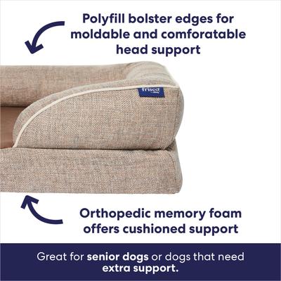 Show full view: Frisco Plush Orthopedic Front Bolster Cat & Dog Bed w/Removable Cover, Beige, Medium slide 5 of 10